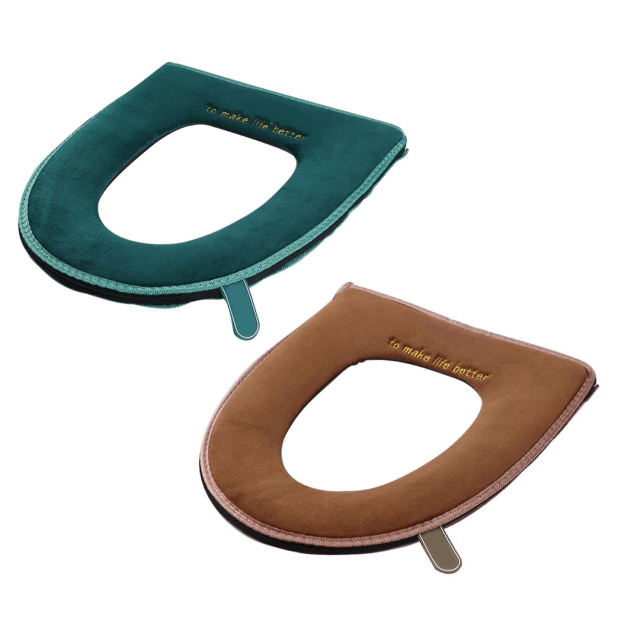 Funda para asiento de inodoro cálida de franela con cremallera y diseño redondo chic 2 uds