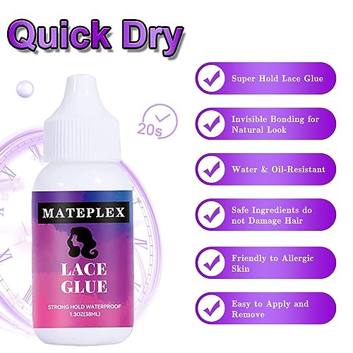 Lace Wig Glue For Front Lace Wig, Waterproof Wig Glue With Tools, Invisible Hair Bonding Glue, Super Hold For Lace Front Wig And Poly Hairpieces, Toupee, Cosmetic Hair Systems 1.3Oz #TOP1