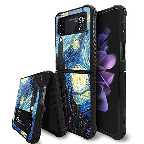 Carloca Compatible With Samsung Galaxy Z Flip 3 5G Case,The Starry Night Oil Identity Graphic Design Shockproof Anti-Scratch Hard Acrylic Case For Samsung Galaxy Z Flip 3 5G #TOP26