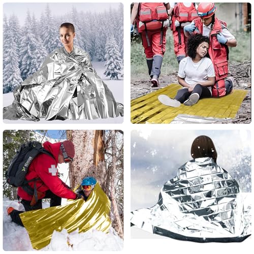 Image of Space Blanket 6 Pack Emergency Mylar Blanket - Survival Rescue Insulating Reflective Foil Camping Blanket Kit for Outdoors Hiking Camping Survival; Lightweight, Waterproof, Thermal Emergency Blanket