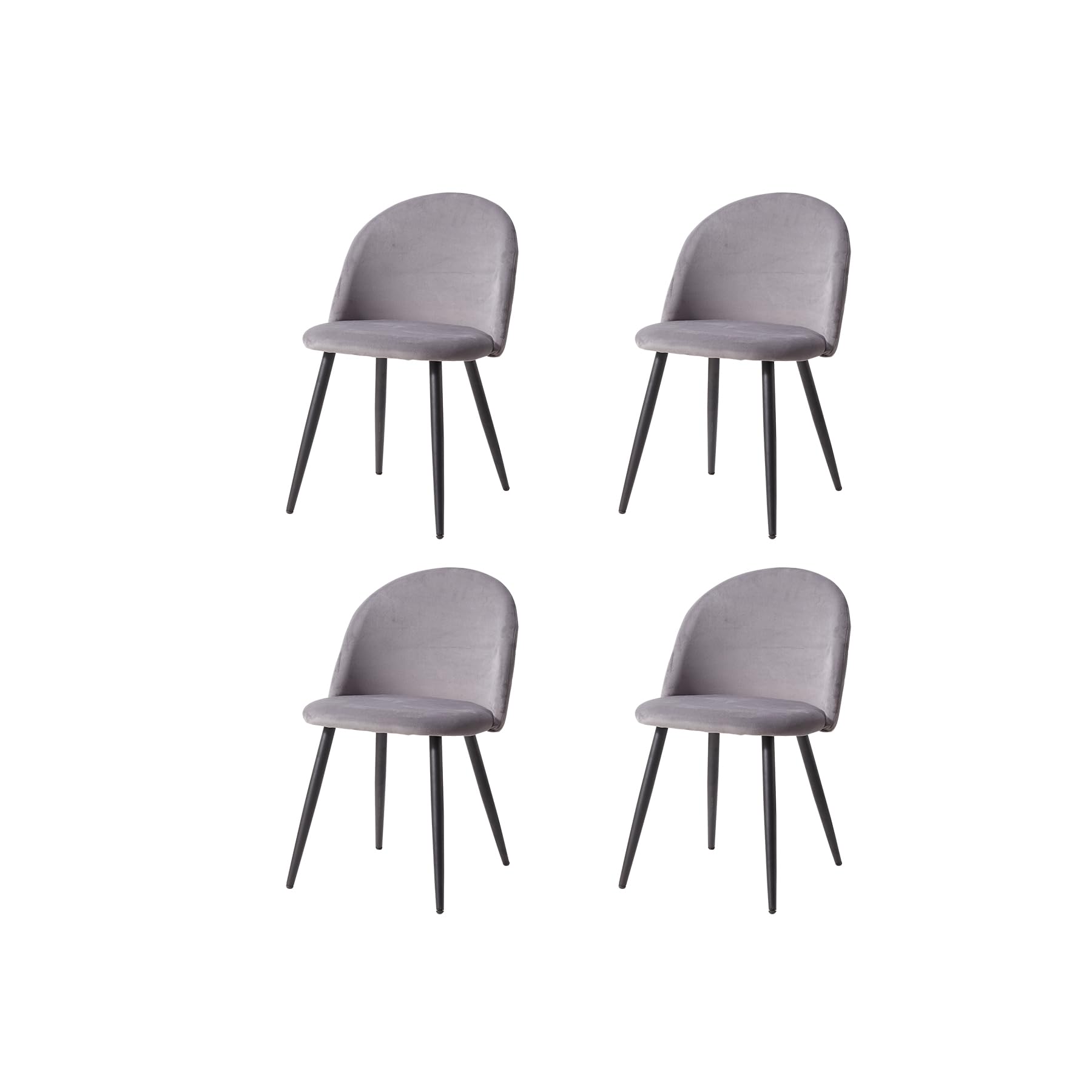 Lot De 4 Chaises Salle à Manger En Velours Noir – Confort Moelleux, Design Élégant Scandinave, Pieds Métal Solides, Idéal Cuisine & Salon