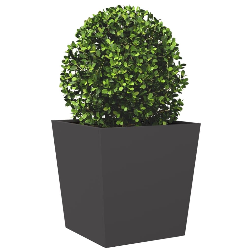 IKAYAA 2 Unidades Macetero Alto 50 x 50 x 50 cm Diseño Moderno para Plantas de Interior y Exterior, Maceta Grande de Acero, Jardinera Alta Acero/Negro