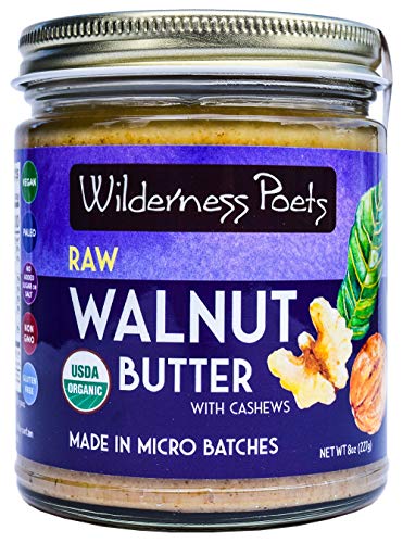 Wilderness Poets, Walnut Butter with Cashews - Organic & Raw (8 Ounce - Half Pound)