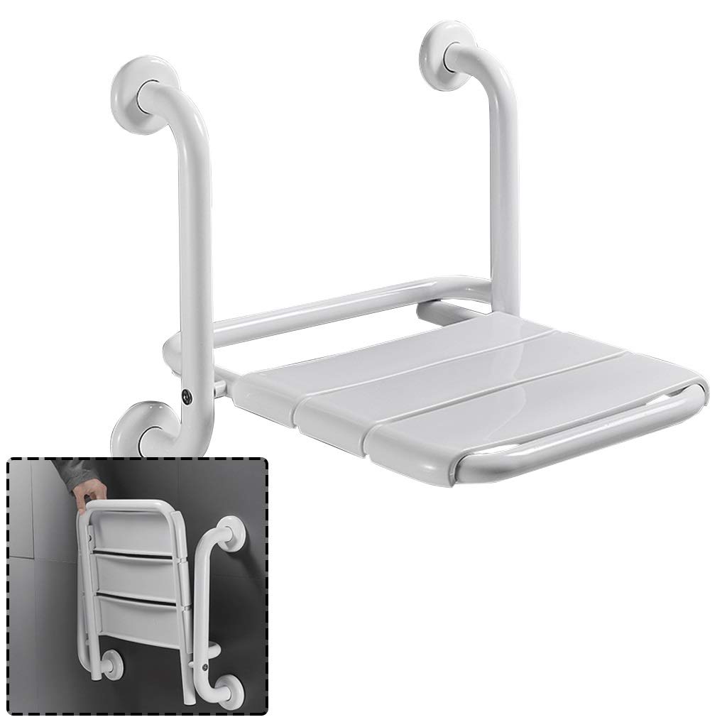 Chaise de douche murale pliable blanche en ABS pour PMR