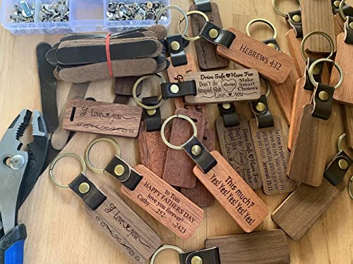 Victann Wood Keychain Blanks, Wooden Keychain Blanks With Real Leather Strap, Walnut Wood For Engraving Or Personalized Messages (Walnut Wood) #TOP7