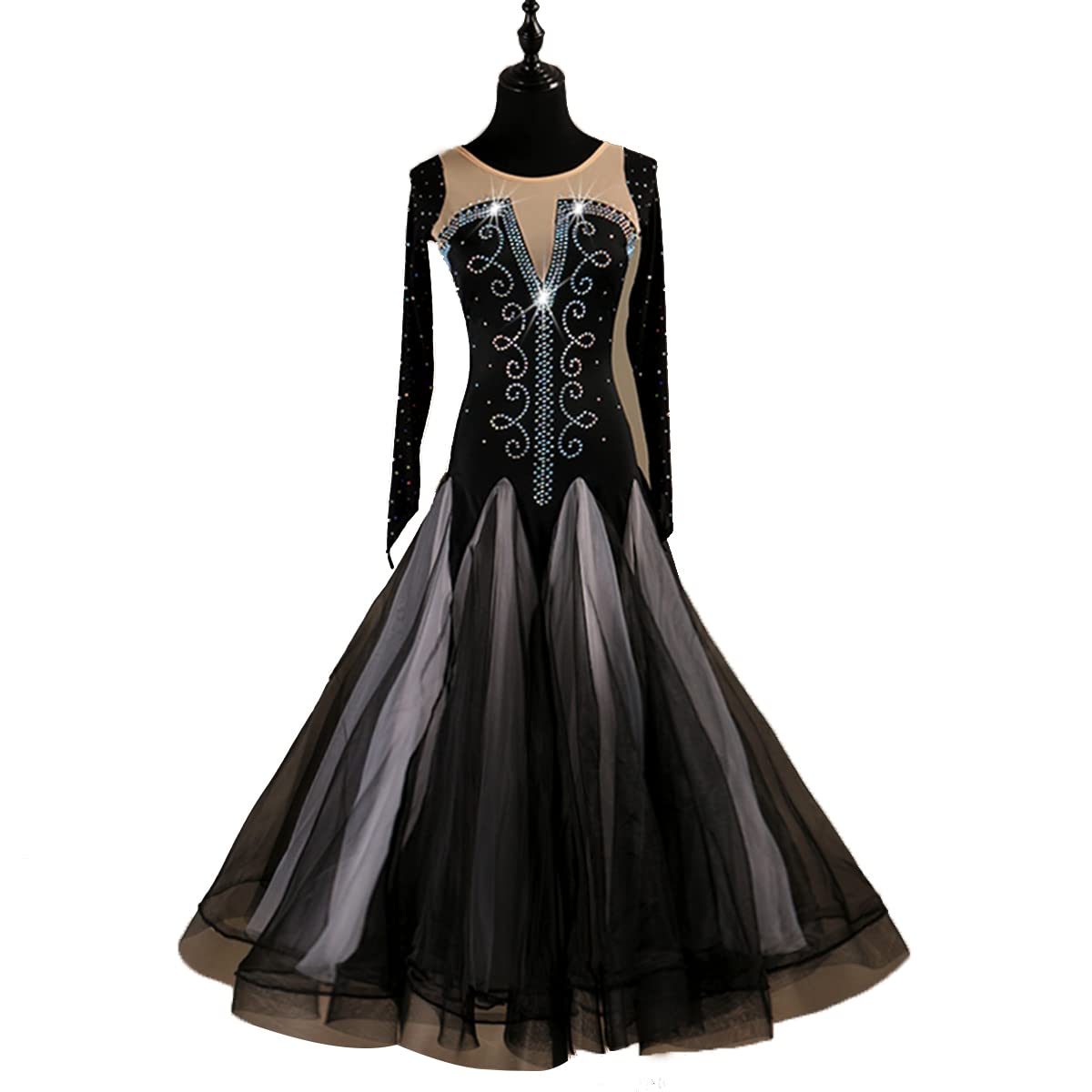 Nationales Standard-Tanzkleid Ballkleider Modernes Elegante Tanzkleid Walzerkleid Sommer Lange Ärmel Tango-Gesellschaftswettbewerbskostüme Sommerkleid Damen
