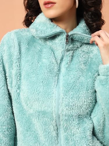 Image of THE DRY STATE Women's Fur Jacket With Wing Collar & Front Zip Open