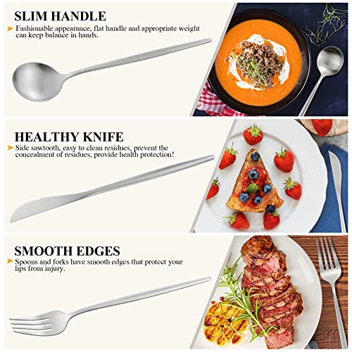 Silverware Set for 8, 40 Piece Flatware Set, Cutlery Tableware set Include Spoons And Forks Set, Stainless Steel Utensil Set, Matte polished Finish, Dishwasher Safe - Image 5