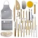 BlackyVox Pottery and Clay Sculpting Tools Double Sided Tool Set Sturdy Toolkit 28 Pcs for Polymer Clay Tools For Carving and Chipping Sculpting Tool Set for Beginner Carrying Case Artist Apron Cloth