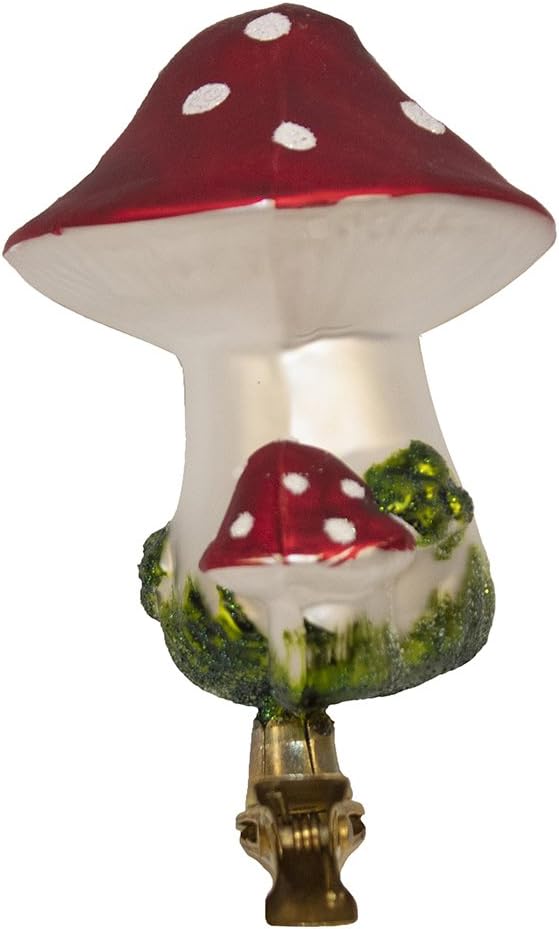 Kurt Adler 2-Piece Glass Clip-On Mushroom Ornament Set, 4-Inch - Image 4
