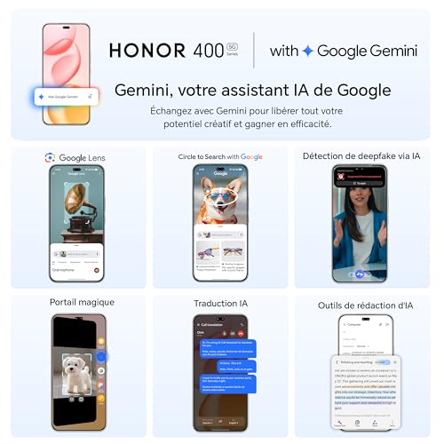 HONOR 400 Pro Smartphone 5G Dual SIM NFC 12GB RAM 5300 mAh Caméra 200MP Ultra Haute Définition Android 15 6 7 Pouces Écran AMOLED Lunar - vue 5