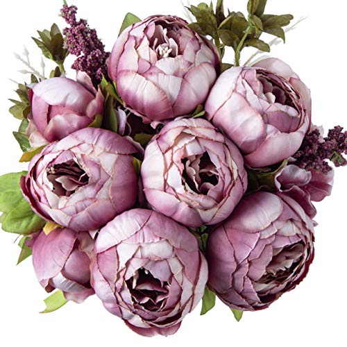Flojery Silk Peony Bouquet Vintage Artificial Peonies Flower for Home Wedding Party Decor