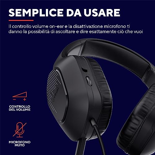 GXT 415 Zirox Cuffie Gaming Leggere con Driver da 50 mm per PC, Xbox, PS4, PS5, Switch, Mobile, Jack Audio 3.5 mm, Cavo 2m, Cuffie con Microfono Over-Ear - Nero - Cuffia gaming - Immagine 5