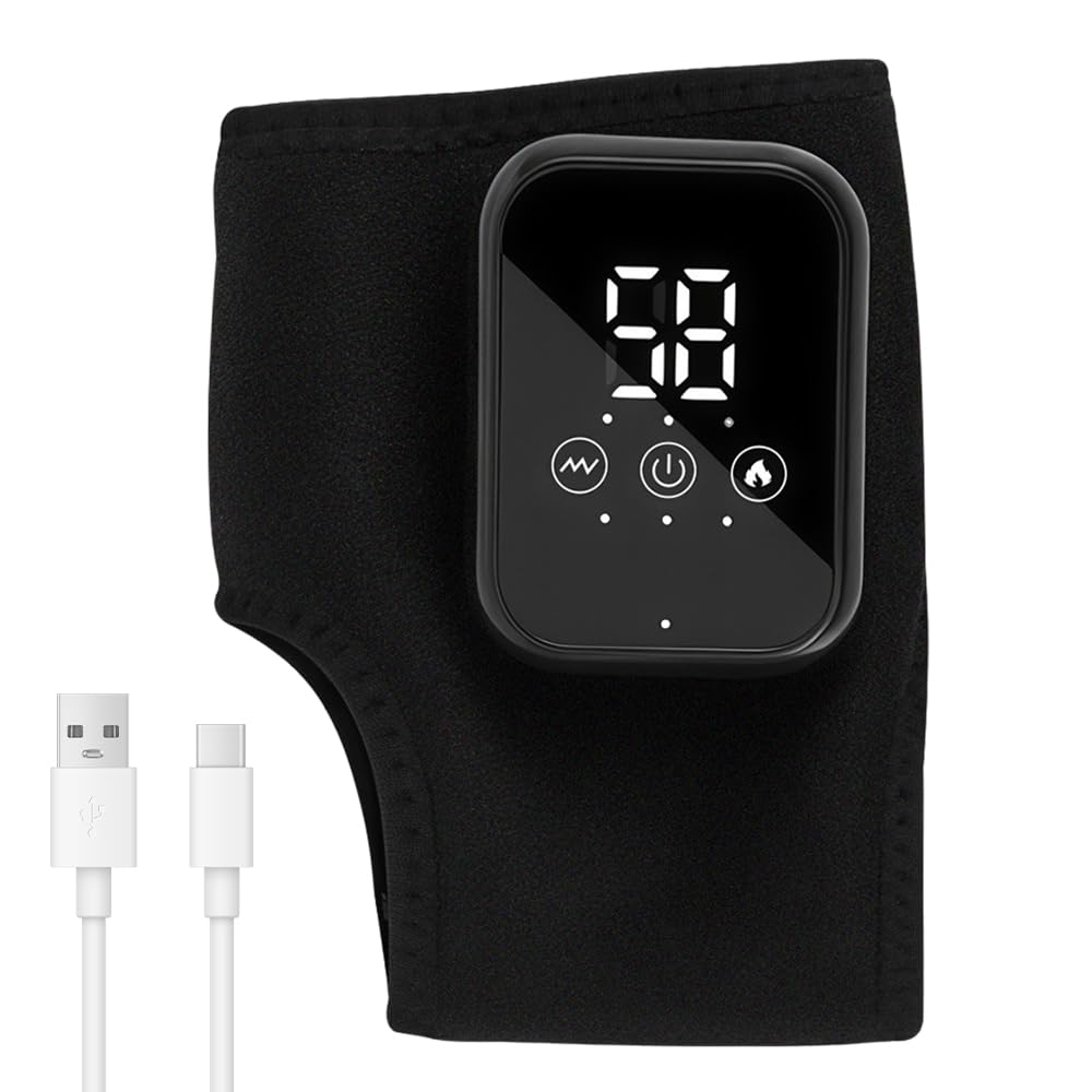 Foot Massagers for Pain and Circulation, 3 in 1 Cordless Ankle Massager, Heated Ankle Brace, LCD Display Rechargeable Feet Massager with 3 Heat Level & 3 Mode for Home/Office/Travel (Black)