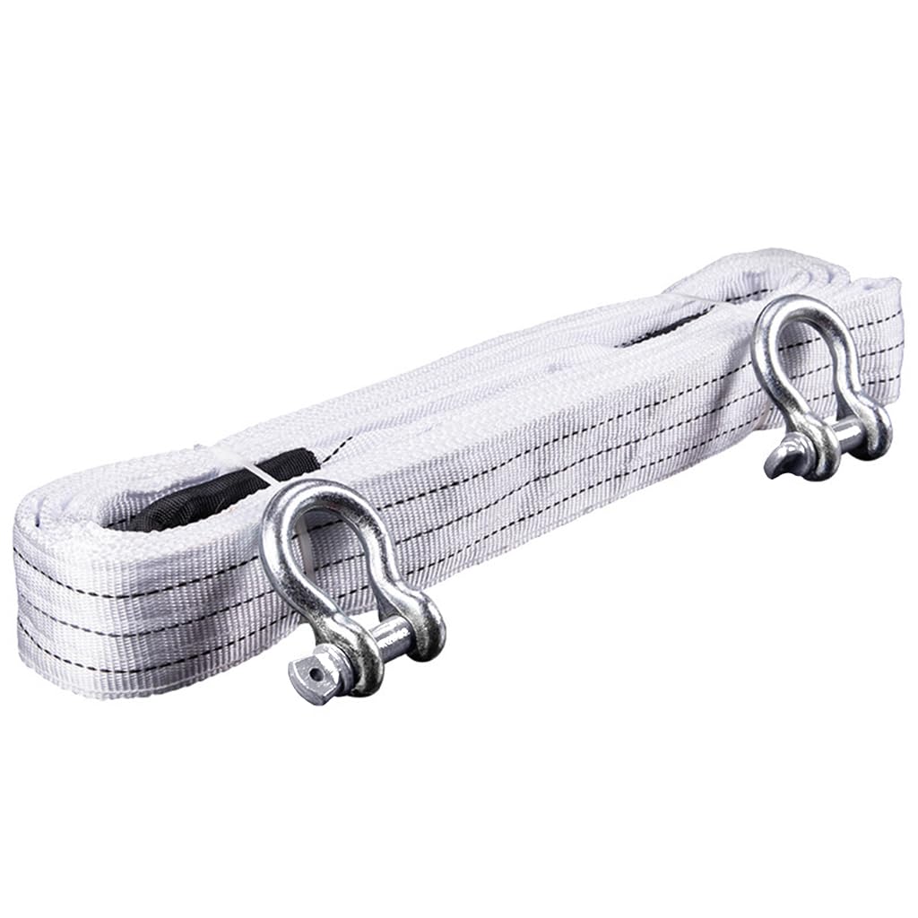 STHIRA® 13ft Heavy Duty Towing Belt for Car Tow Rope with Reflective Strip 10, 000 lb Capacity Polyester Webbing Vehicle Towing Belt with Forged Steel Shackles for Sedan, SUV, Truck, Off-Road Recovery
