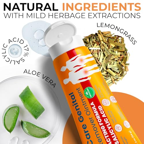 Image of Genital Wart Remover with Salicylic Acid | Wart Remover Ointment for Pain, Redness & Irritation Relief | Maximum Strength Cream Reduces Burning & Itching | Heals Gently Without Harsh Irritation | 2 oz
