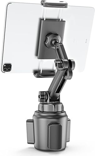Charchendo Adjustable Extendable Cup Holder Tablet Stand - 4-12.9 inch Tablet & Phone Mount, Non-Slip Secure Clamp, for CarTruck, Fits iPad