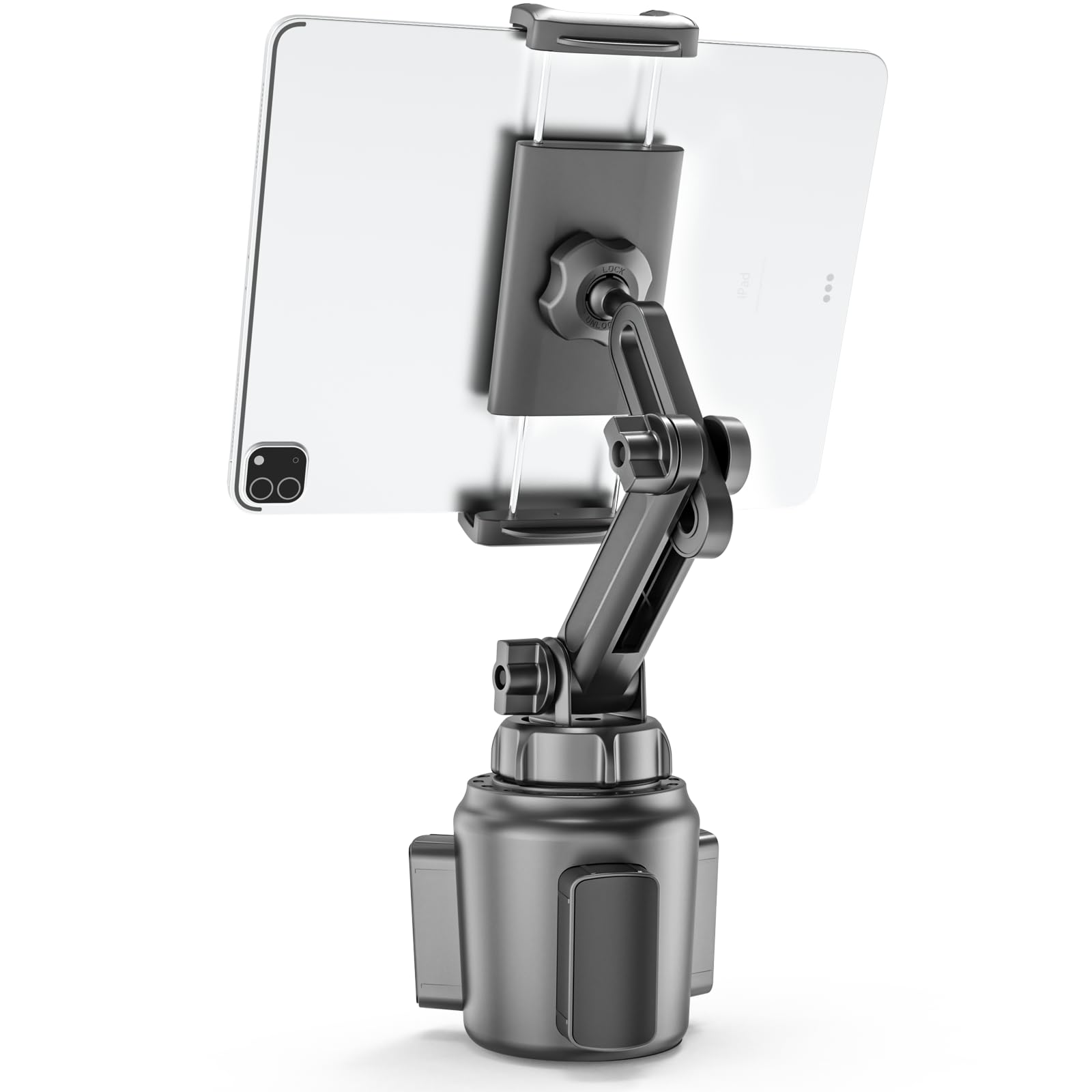 Charchendo Adjustable Extendable Cup Holder Tablet Stand - 4-12 9 inch Tablet Phone Mount Non-Slip Secure Clamp for
