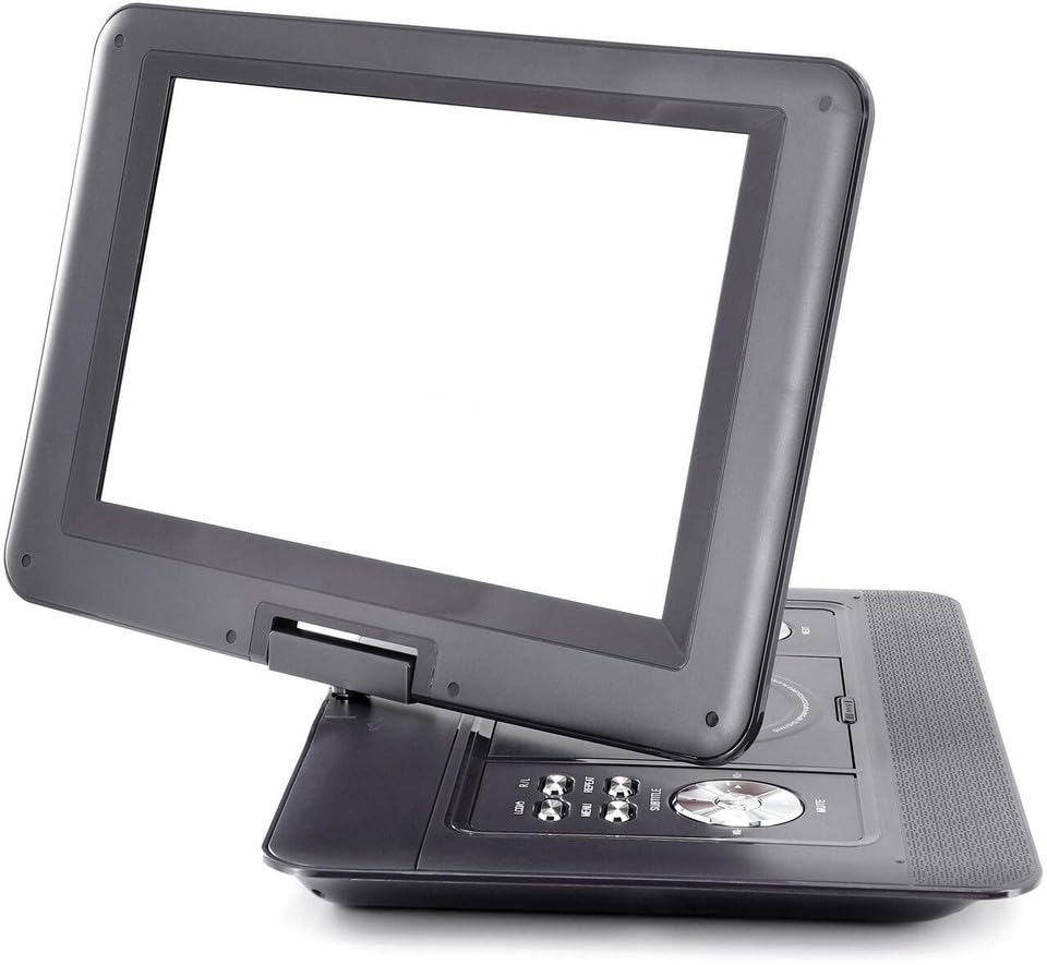 14.1 Inch Portable DVD Player with Swivel HD Screen, USB SD AV Inputs, Rechargeable Battery & Car Adapter – Travel-Friendly DVD Player for Kids & Adults (Black, Blue, Red, Purple) (Black)