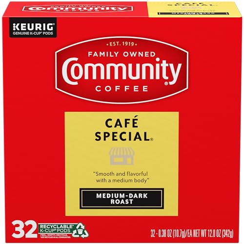 Image of Community Coffee Cafe Special, Medium-Dark Roast, Single-Serve Keurig K-Cup Pods, 32 Count (Pack of 4)