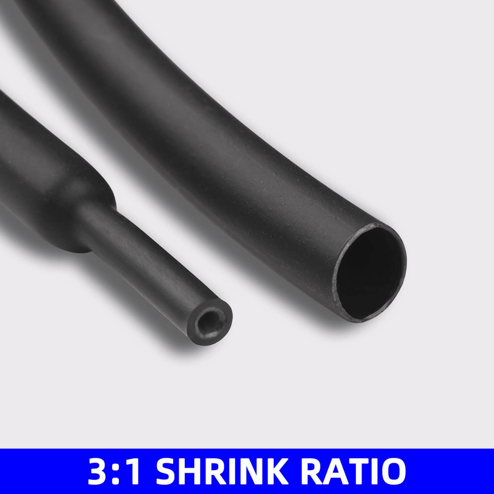 200pcs Ratio 3:1 Heat Shrink Tubing Black Red Heat-Shrink Tube Wire Shrink Wrap Electrical Cable Wire Kit Set Insulation Protector Connector Heatshrink Tubing, 7 Size