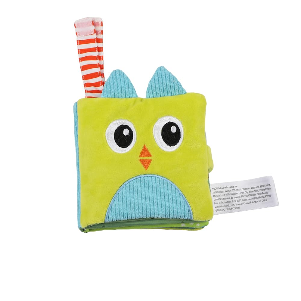 bebe mondo Farm Infants Toy – Chicken Soft Crinkle Books for Tummy Time, Infant Sensory Toy 0-6-12 Months, Touch and Feel Developmental Cloth Book, Shower Gift, Easter Baby Gifts for Boys Girls