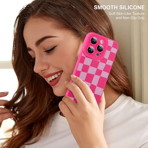 Image of ZIYE for iPhone 13 Pro Case Hot Pink Flower Pattern Phone Case