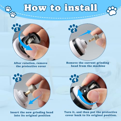 Pet Nail Grinder for Dogs & Cats – Quiet 3-Speed Electric Filing Tool with Safety Guard, LED Light & 2 Replaceable Grinding Heads - Image 6