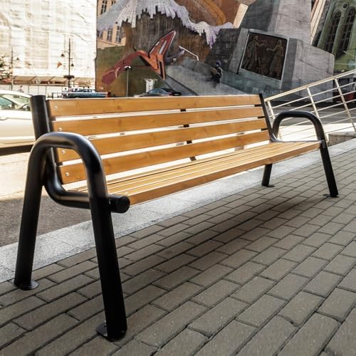 REKORD Banc de Jardin 196 x 64 x 76 cm Banc d’extérieur Robuste en métal et Bois avec Dossier...