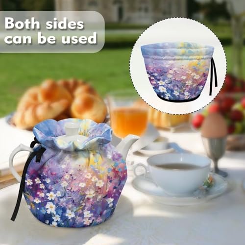 Image of Daisy Print Tea Cozies for Teapots Tea Cosy Tea Cover Keep Warm Tea Pot Dust Cover Insulated Kettle Cover for Home Kitchen Decorative Accessories
