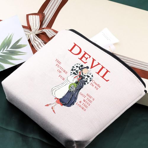 AKTAP Villains Cruella Gift Cruella Deville Inspired Makeup Cosmetic Bag Black and White Haired Villain Style Bag (Villains Cruella Zipper Bag) - Image 2