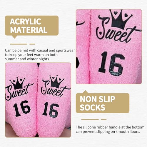 16th Birthday Gifts Girl16th Birthday Gifts for Girls Pink Fluffy Socks B/irthday Presents Gifts for 16 Year Old Girls Birthday Socks Sweet 16 Gifts for G/irls B/irthday Decorations Stocking Filler - Image 5