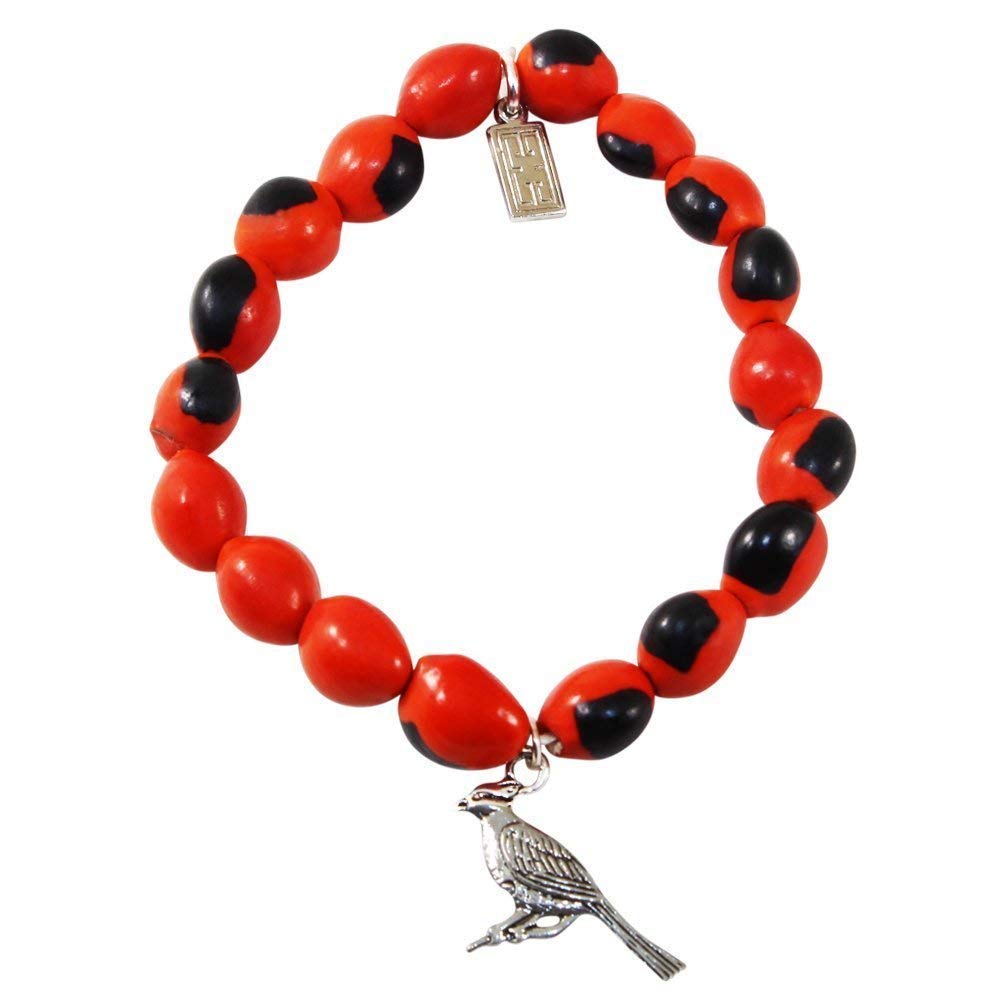 Peruvian Gift Cardinal Bracelet for Women - Meaningful Good Luck Huayruro Red Black Seeds -Cardinal Gift Charm - Eco-friendly Jewelry By EB