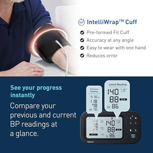 Image of Omron Smart BP Monitor, Clinically Validated with AFib Detection & Bluetooth, Dual Display, Fully Automatic Upper Arm Blood Pressure Monitor with IntelliWrap Cuff (HEM-7383T1)