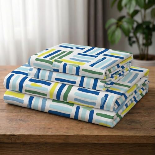 Image of HOMEKART 100% Cotton Feel Double Bed Bedsheet Set | 180tc to 220tc Soft & Breathable with 2 Pillow Covers | Wrinkle Free | for Bedroom & Gifting (Color -Green & Yellow, 90 x 90 Inches)
