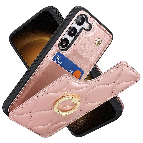 Image of for Samsung Galaxy S23 5G Case with Card Holder, Kickstand, RFID Blocking, PU Leather Phone Case 6.4 inch (Rose Gold)
