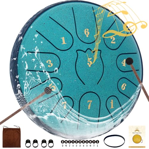 Rain Drum for Outside Garden,Steel Tongue Drum 6 Inche 11 Note Steel Drums Rain Chime,with Soft...