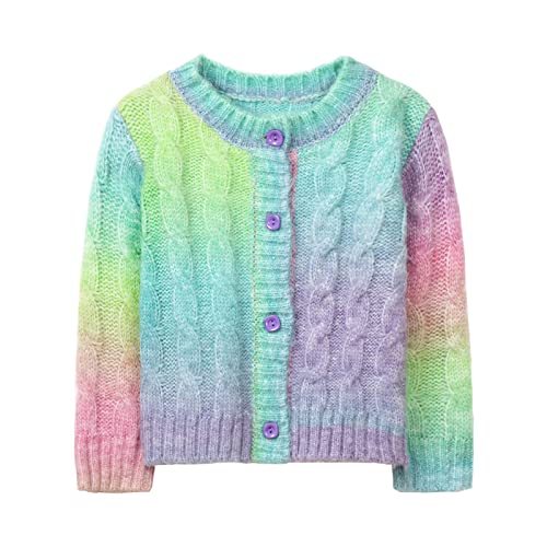 LittleSpring Toddler Girls Cardigan Sweaters Tie-Dye Button Down Fuzzy Lightweight Sweater Pink 3T