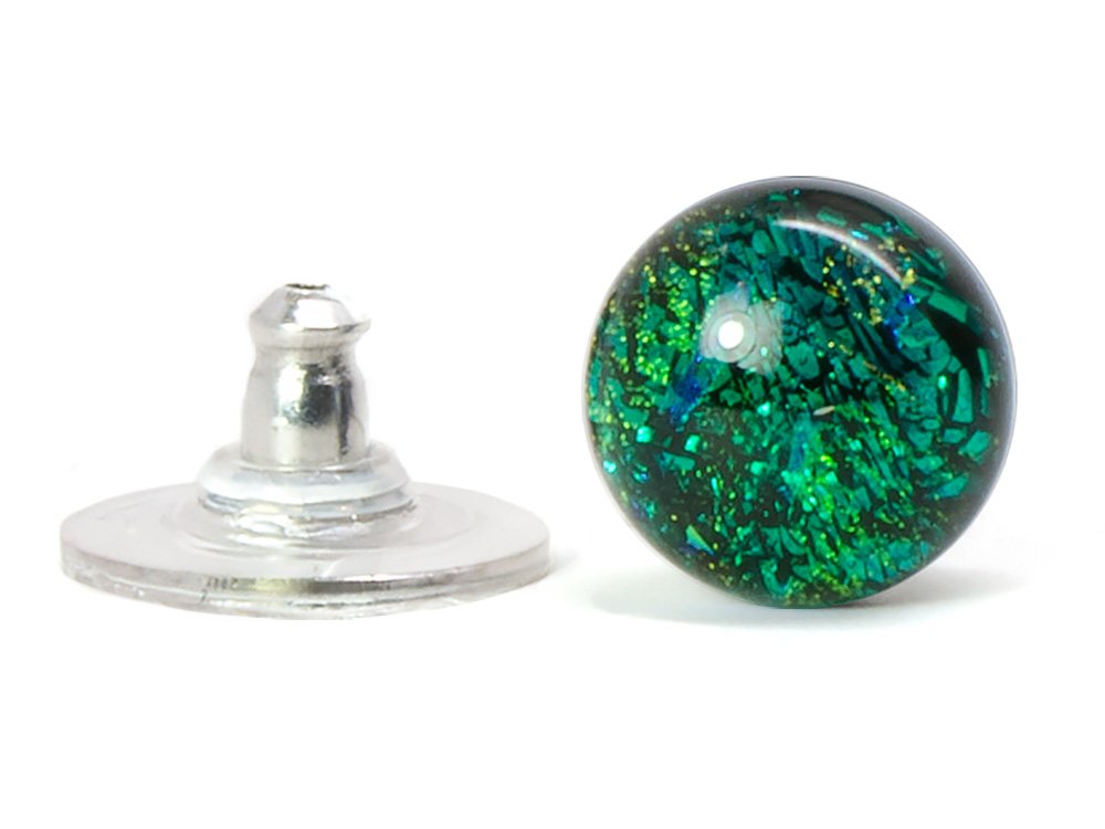 Orion Earrings - Nickel Smart - Nickel Free Green Dichroic Glass Earrings for Women