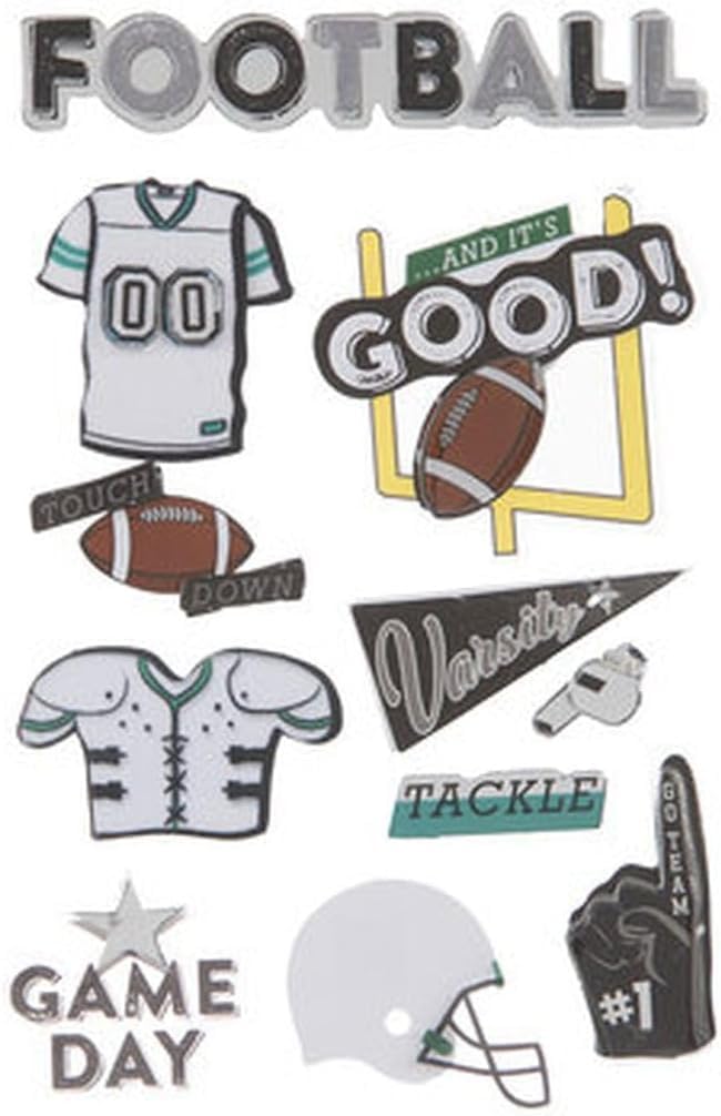 Stickabilities Football 3D Stickers for Journaling, Scrapbooking, Cardmaking, Arts & Crafts - 9 Count, Brown