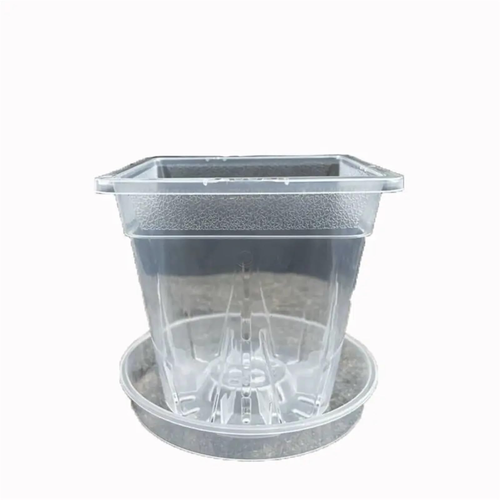 RUWLFE 6pcs Plastic Transparent Flower Pot Clear Accessories Phalaenopsis Orchid Potted Cattleya Planting Round Square Plant With Holes for Succulents, Houseplants(Sqaure-15.5cm)