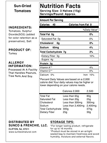 SUNBEST Sun-Dried Tomatoes Bulk Deal, Ready to Eat , NON GMO - Vegan & Kosher (Halves, 5 Lb)