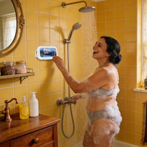 Soporte para teléfono de ducha con rotación de pantalla para azulejos y espejo 2