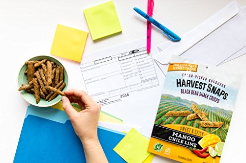 Harvest Snaps Black Bean Snack Crisps, Mango Chile Lime, deliciously baked and crunchy veggie snacks with plant protein and fiber, 3-Ounce(Pack of 12)
