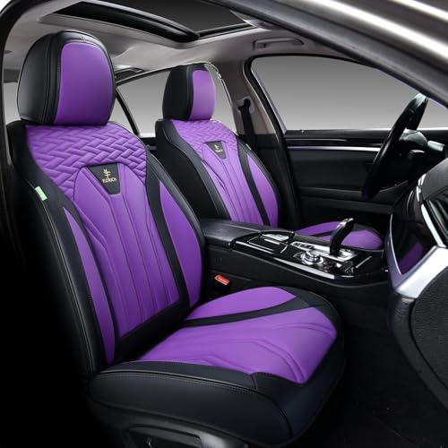 Image of FLORICH Leather Seat Covers for Car Waterproof Front Seat Covers 2 Pack Purple Car Seat Cover Universal Driver Seat Protector for Most Cars Trucks SUV
