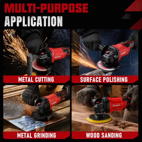 Image of AOBEN 21V Cordless Angle Grinder 4-1 /2 Inch, Power Brushless Cut Off Tool Kit, with 180 Rotating Body, Paddle Switch, 2x4.0Ah Battery & Charger, for Metal Cutting, Grinding, Polishing