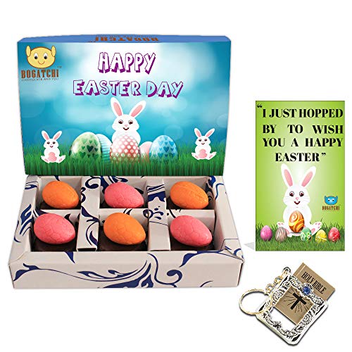 Image of BOGATCHI Chocolate Easter Eggs with Almonds + Holy Bible Key Chain + Free Happy Easter Card