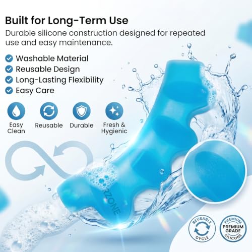 Image of Silicone Gel Toe Separators, 5 Holes High Elastic Toe Straightener Hammer Hallux Valgus Corrector Pain Relief Toe Straightener Achilles Stretcher, Toe Spacers Bunion (Blue)