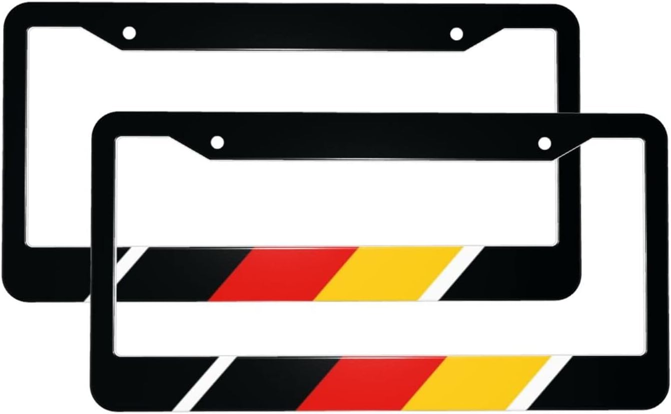 German Flag License Plate Frame Metal Aluminum Patriotic Black Germany Flag Car