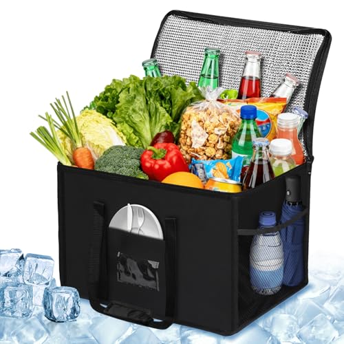 AUROAY Kühltasche Groß 40L Faltbar, Isoliertasche Thermotasche aus Oxford-Stoff, Kühlbox für Picknick, Camping, BBQ, Ein...